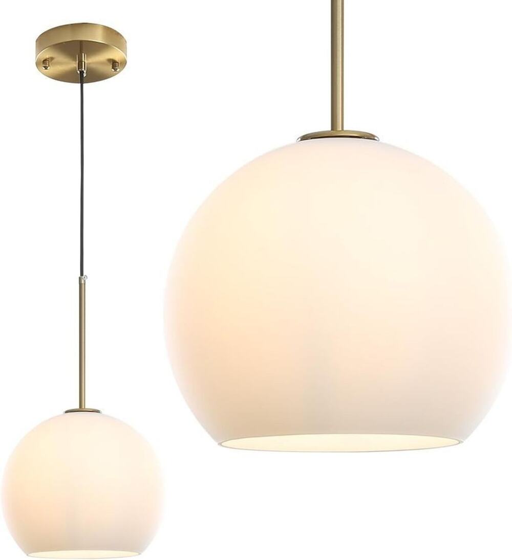 10" Gold Glass Globe Mid Century Modern Pendant Light Ceiling Hanging Flush Moun